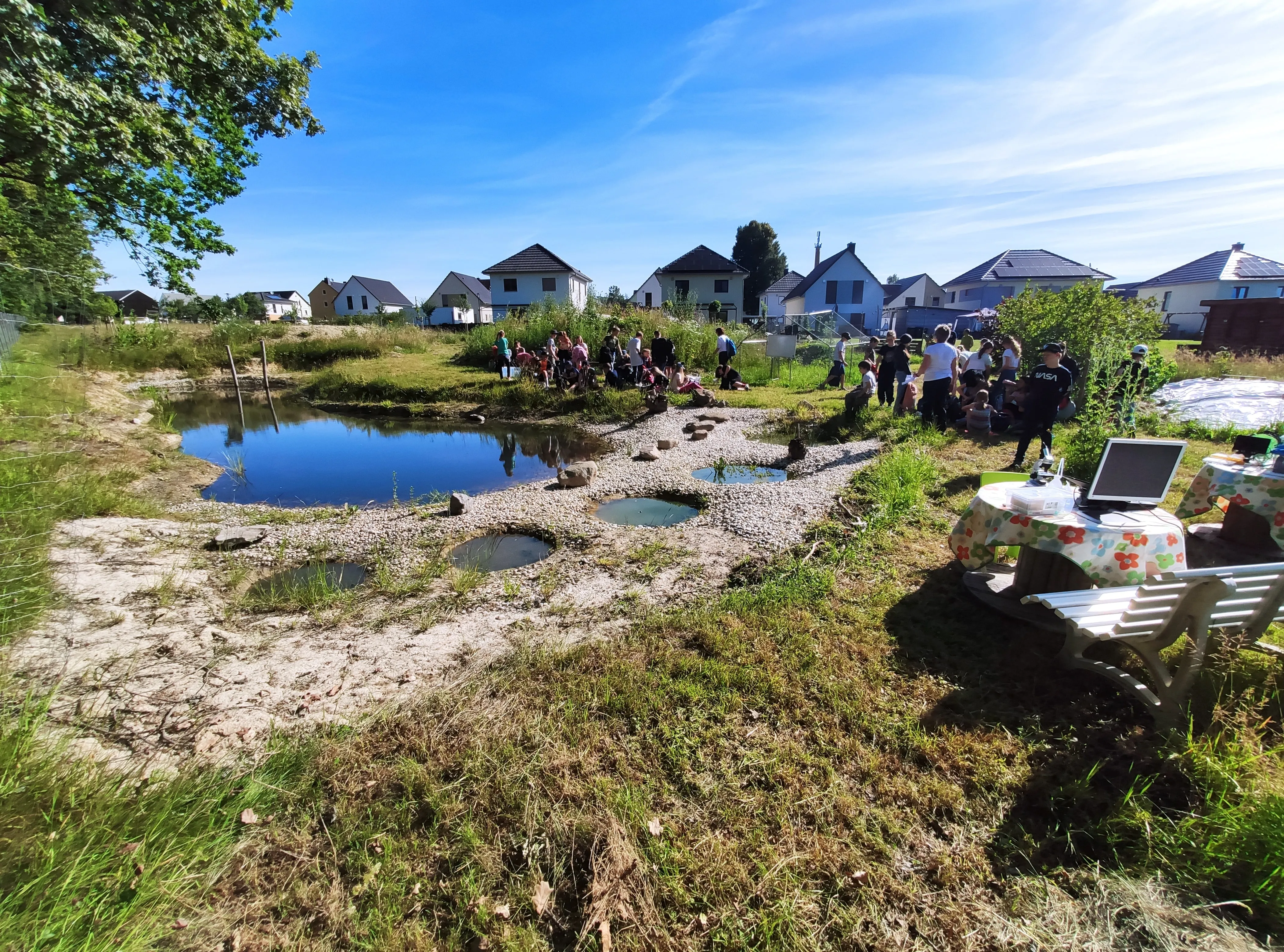 Übersicht der gesamten Teichanlage mit Gruppe